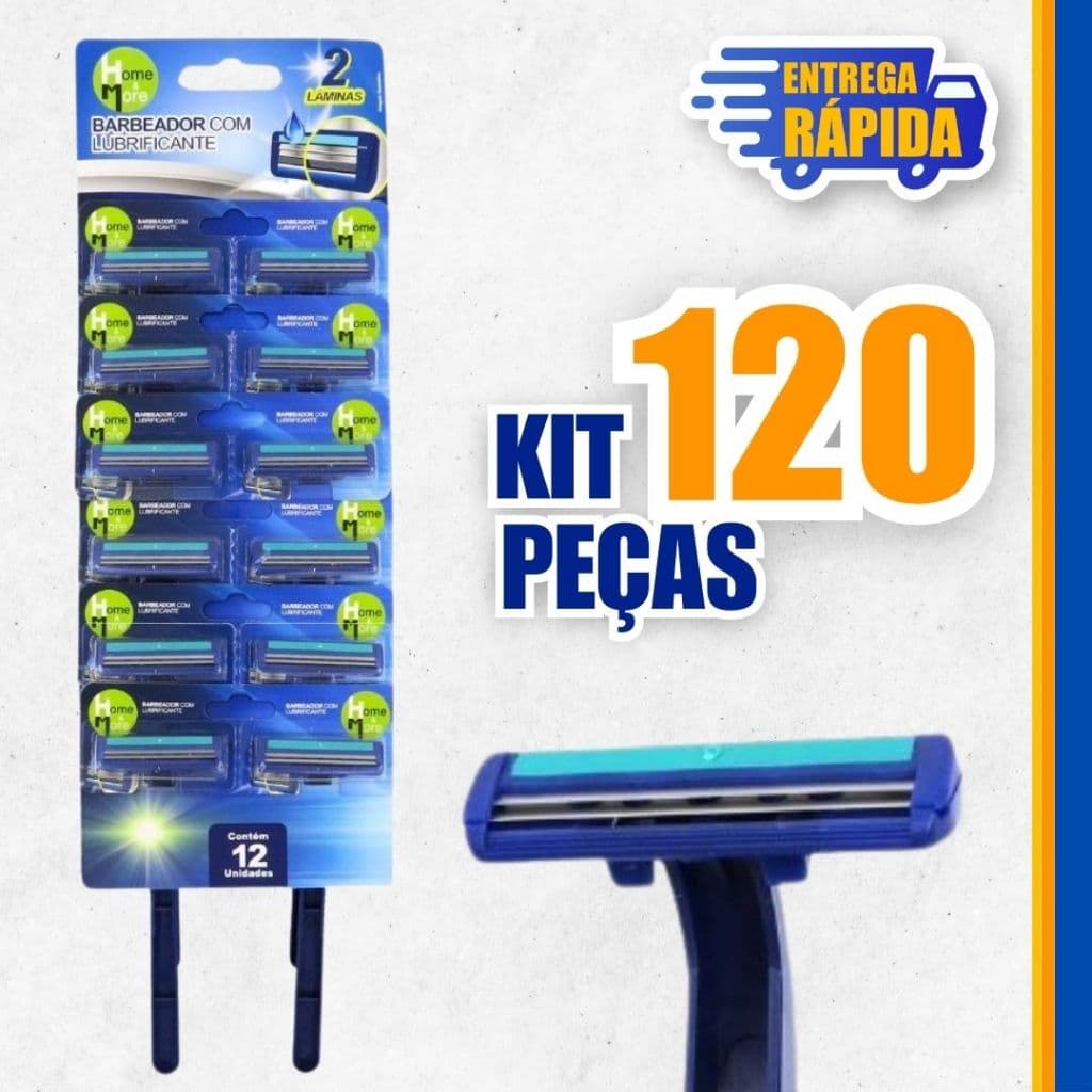 KIT 120 Prestobarba Aparelho de Barbear 2 Lâmina C/ Fita Lubrificante Barbeado Descartável PROMOÇÃO