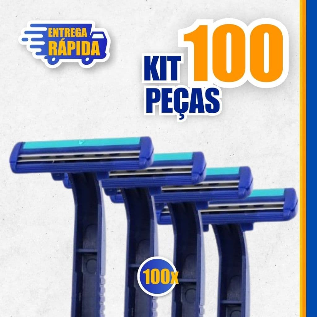 KIT 100 Prestobarba Aparelho de Barbear 2 Lâmina C/ Fita Lubrificante Barbeado Descartável PROMOÇÃO