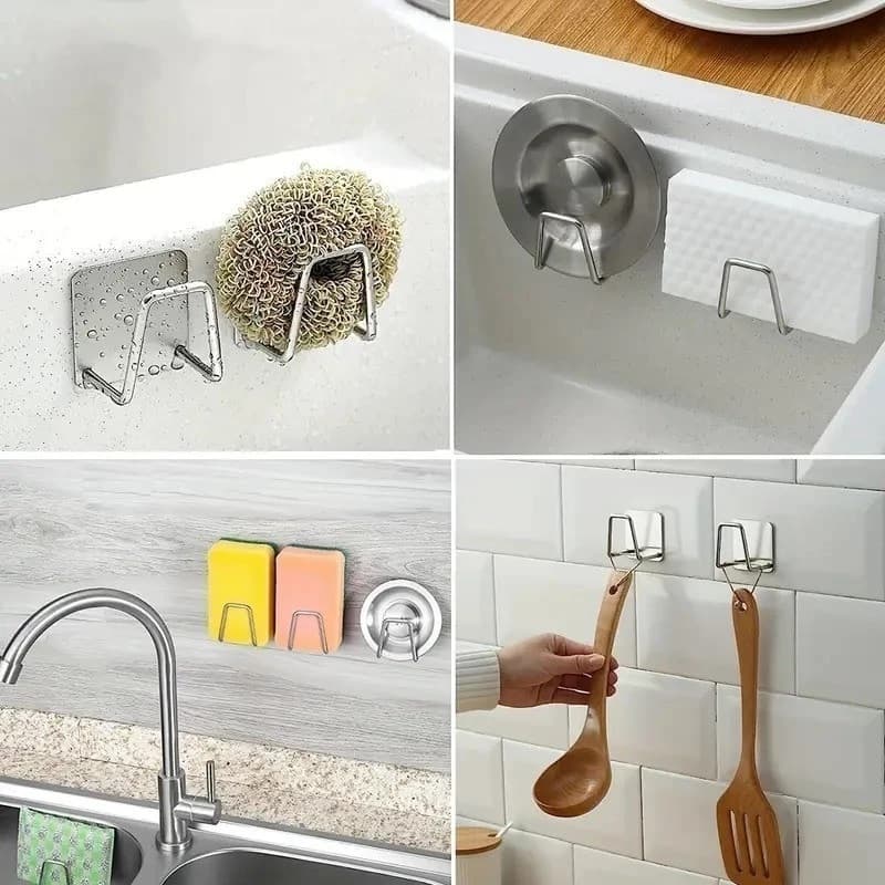 kit5 Aço inoxidável Suporte Porta Esponja para bucha de pia Prateleira de cozinha