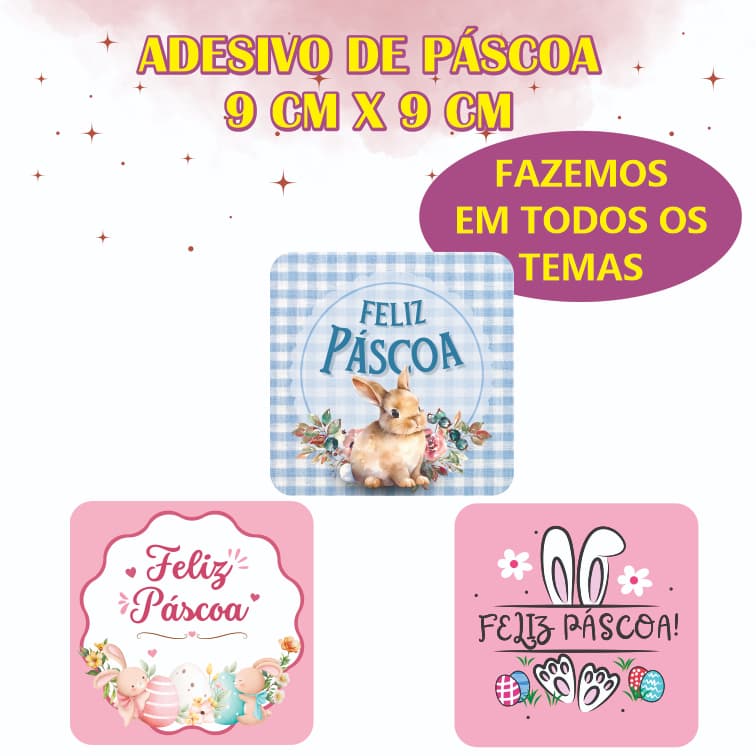 ADESIVO DE PÁSCOA 9CM X 9CM - RECORTADO E RESISTENTE A ÁGUA