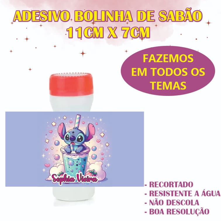 ADESIVO BOLINHA DE SABÃO PERSONALIZADO 11CM X 7CM - RESISTENTE A ÁGUA
