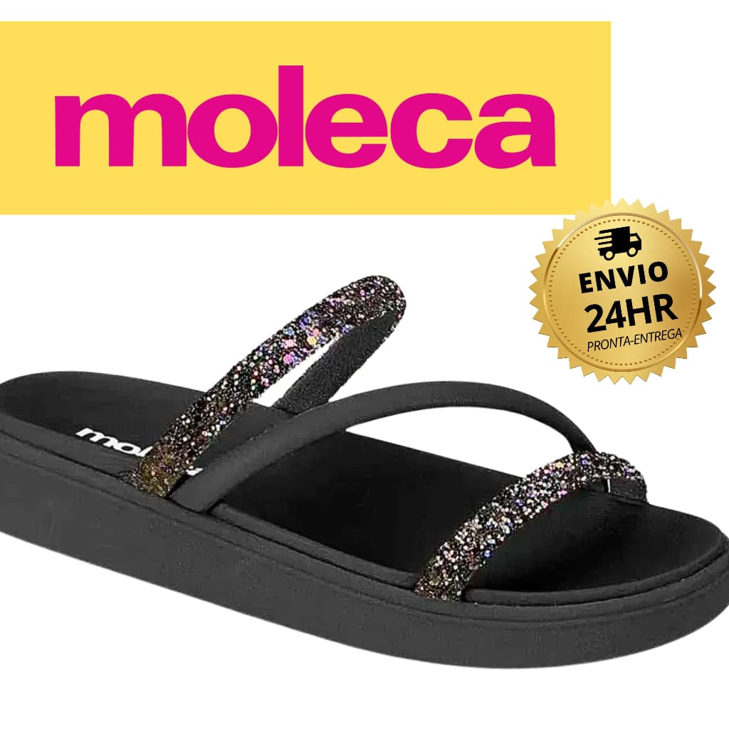 Sandalia Papete Moleca Brilho Feminina Strass Gliter Original