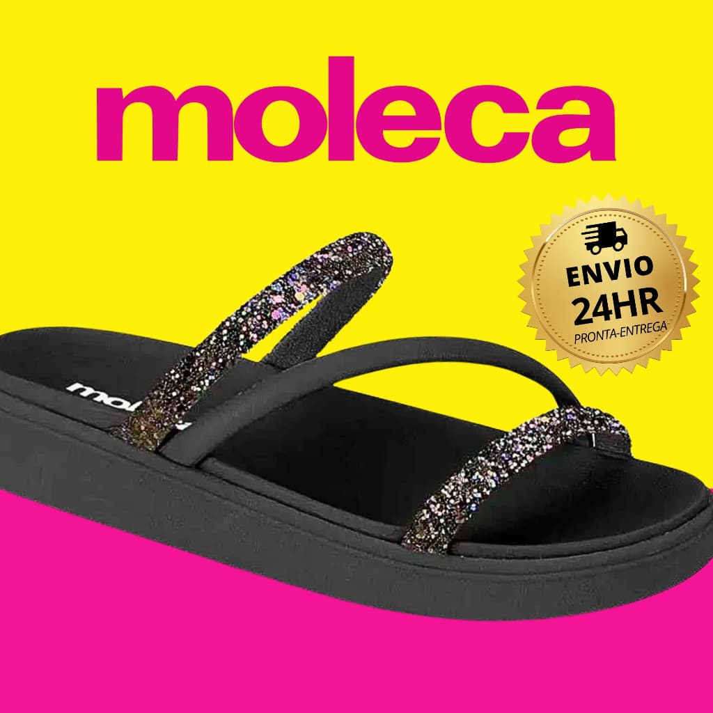 Sandalia Papete Moleca Feminina Brilho Original Strass Gliter