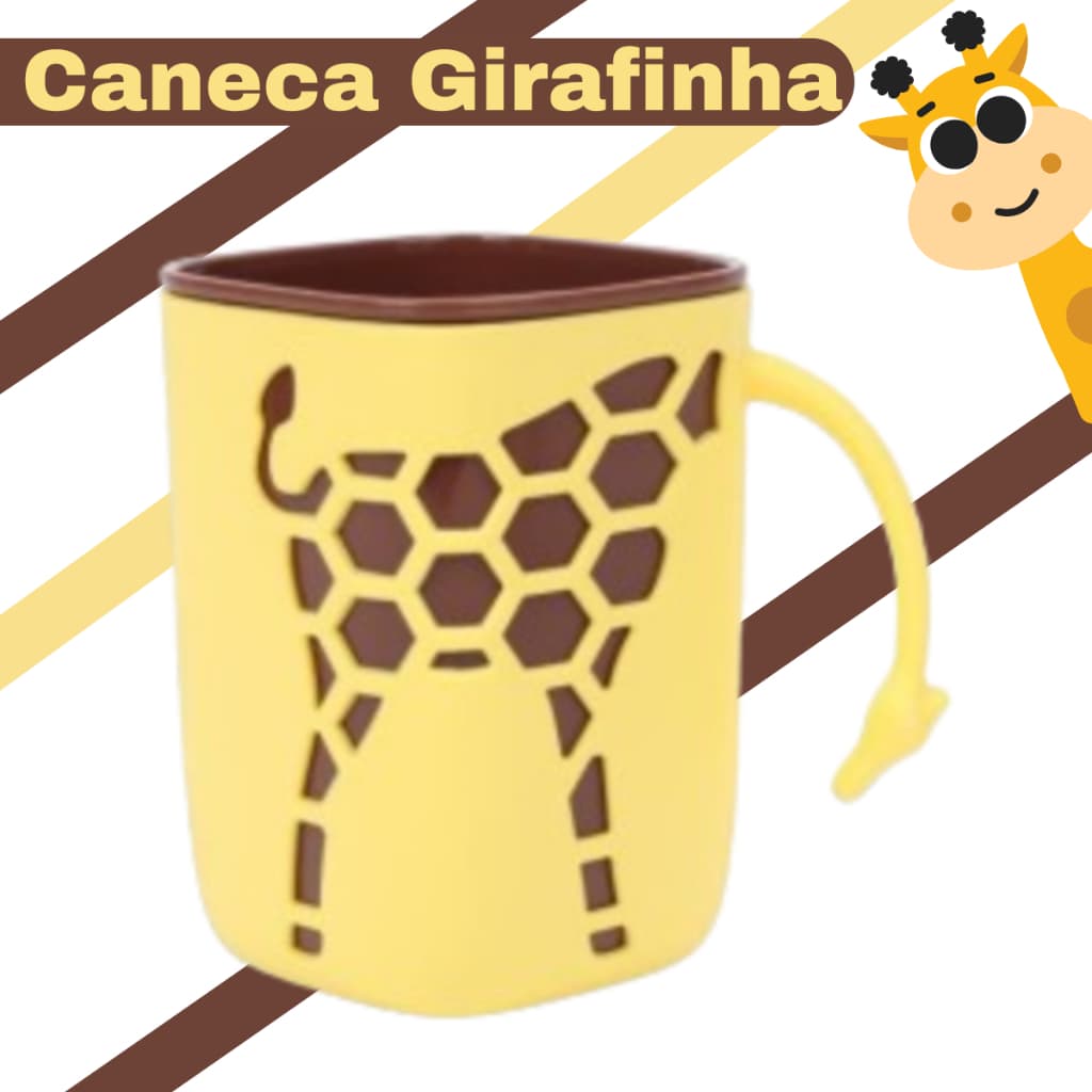 Caneca de Plástico Infantil, Girafa Adventure Girafinha 350ML