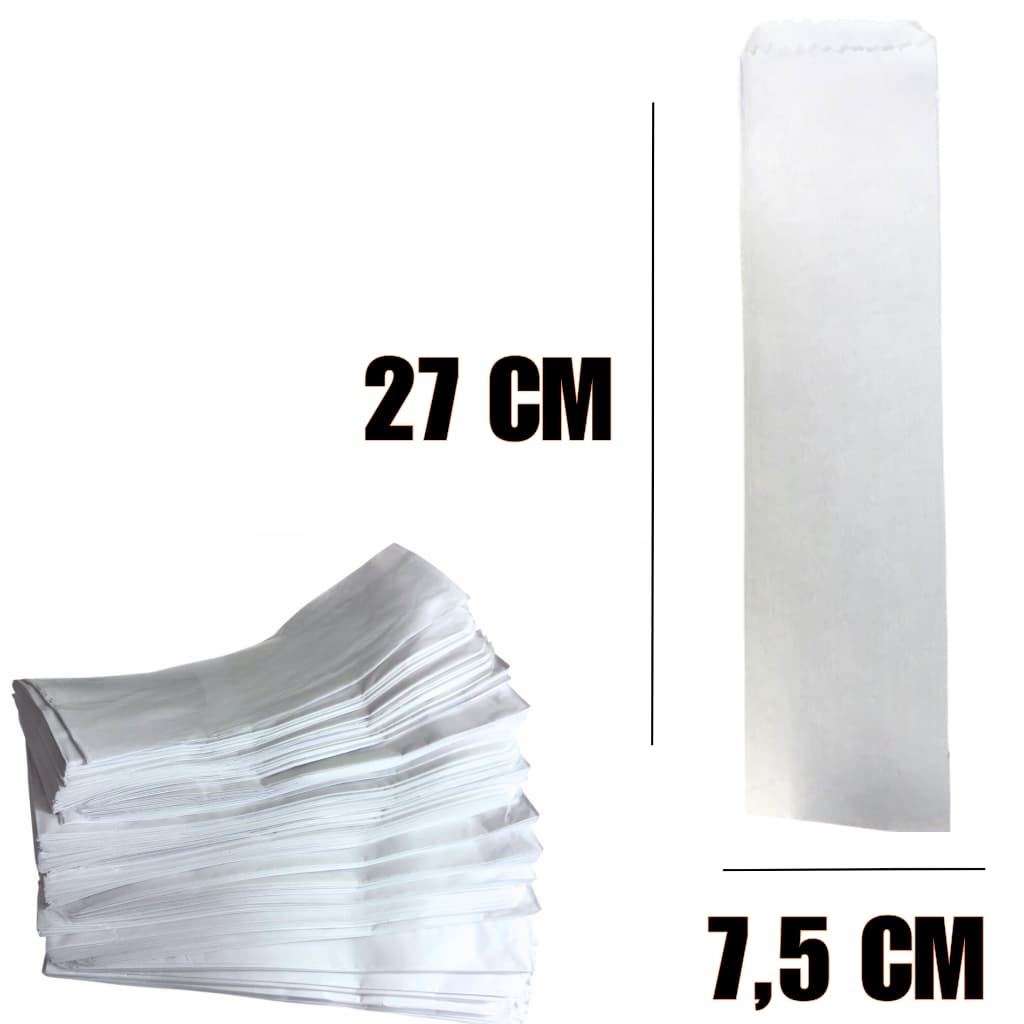 1000 saco de talher branco 27x7,5cm delivery restarurante