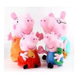 4 Pelúcias Da Familia Peppa Pig George Mãe E Papai Musicas 25 cm antialérgico