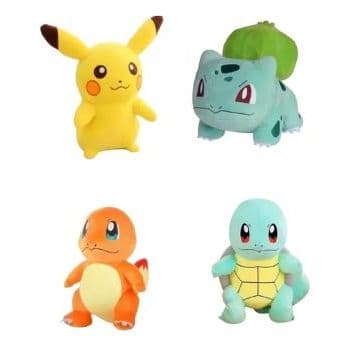 Kit 4 Pelúcia Pokemon Pikachu Turminha Amigos Coleção antialérgico 22 cm