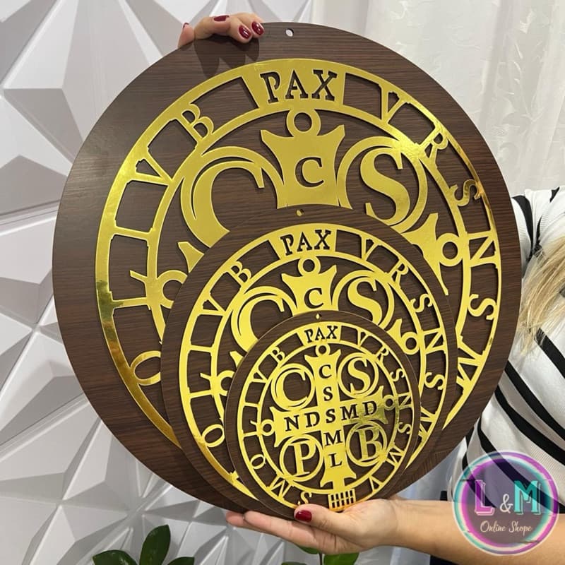 Quadro Decorativo Mandala Religioso Medalha de São Bento Decoração Casa