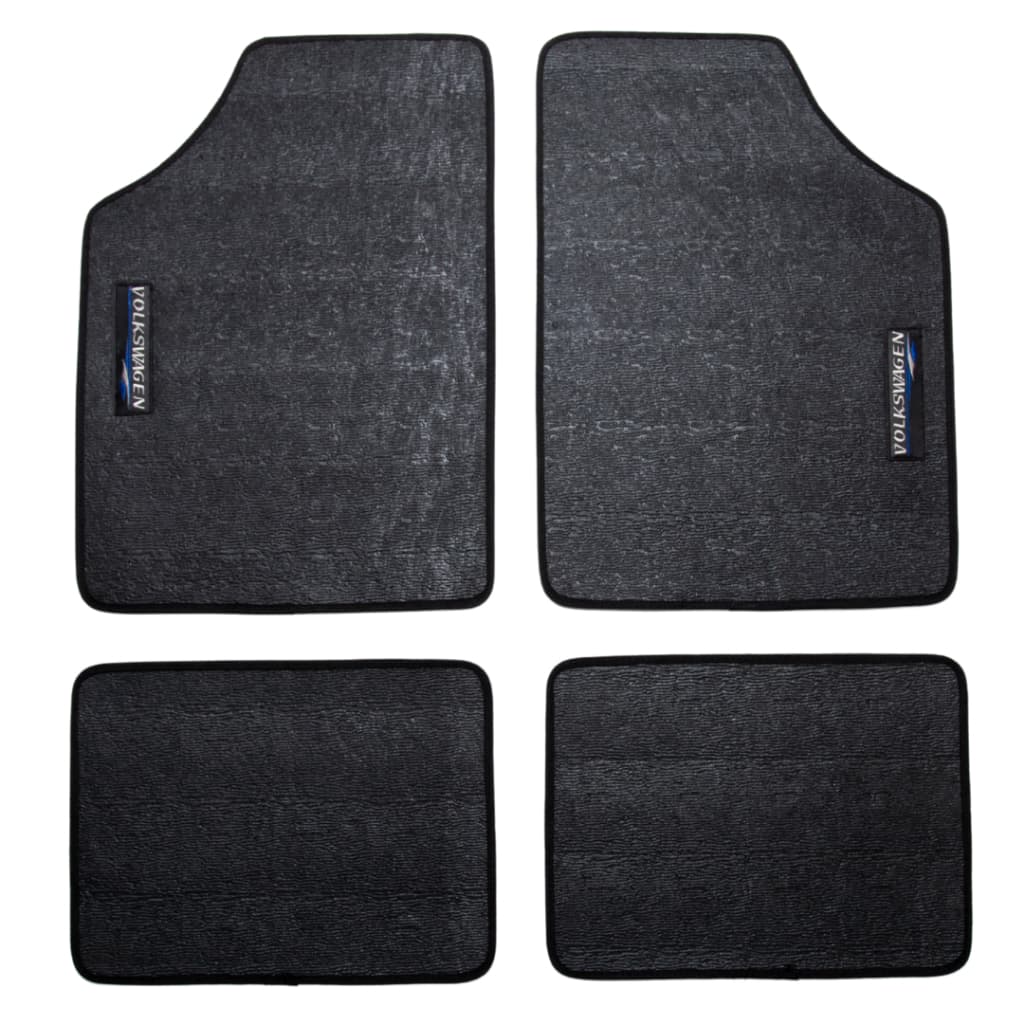 Tapete Impermeável Emborrachado P/ VW Gol G1 G2 G3 G4 G5 Sem Odor Bordado Em Courino 4 Pçs Preto Pvc