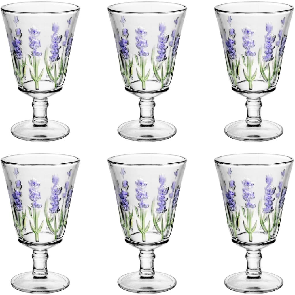 Jogo 6 Taças Cristal Lavanda 240ml Decoradas Lyor Vinho Suco Agua