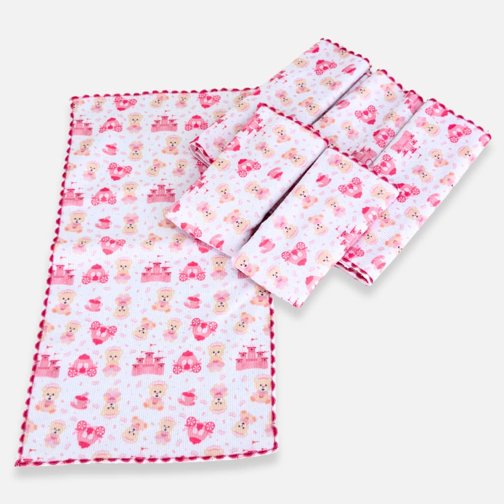 Kit 6 Babetes Toalha Ombro Bebê Felpuda Atoalhada Absorvente