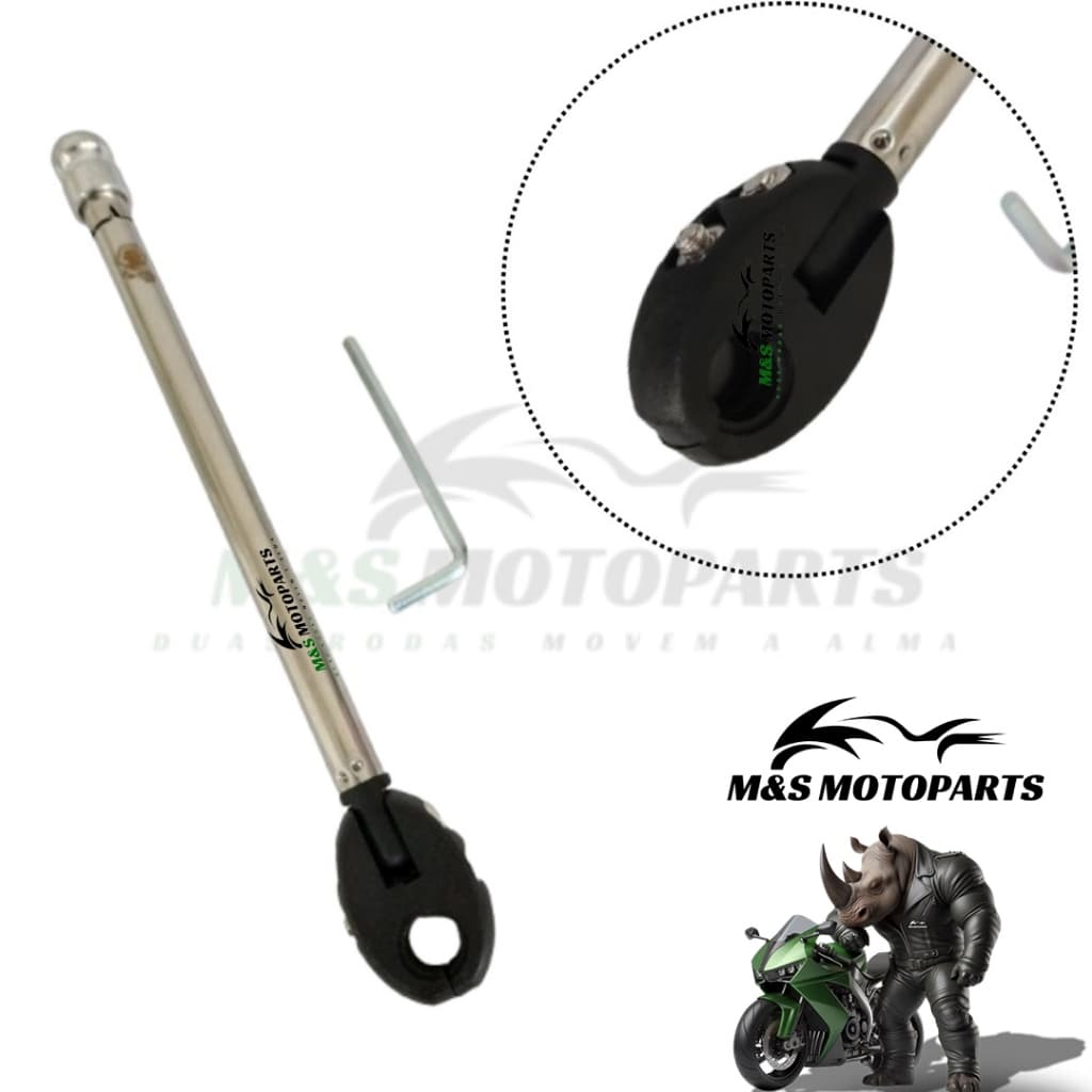 Antena Corta Linha Pipa Moto Anti Cerol ABS Retrovisor 6 Estágios 10MM - Cromada