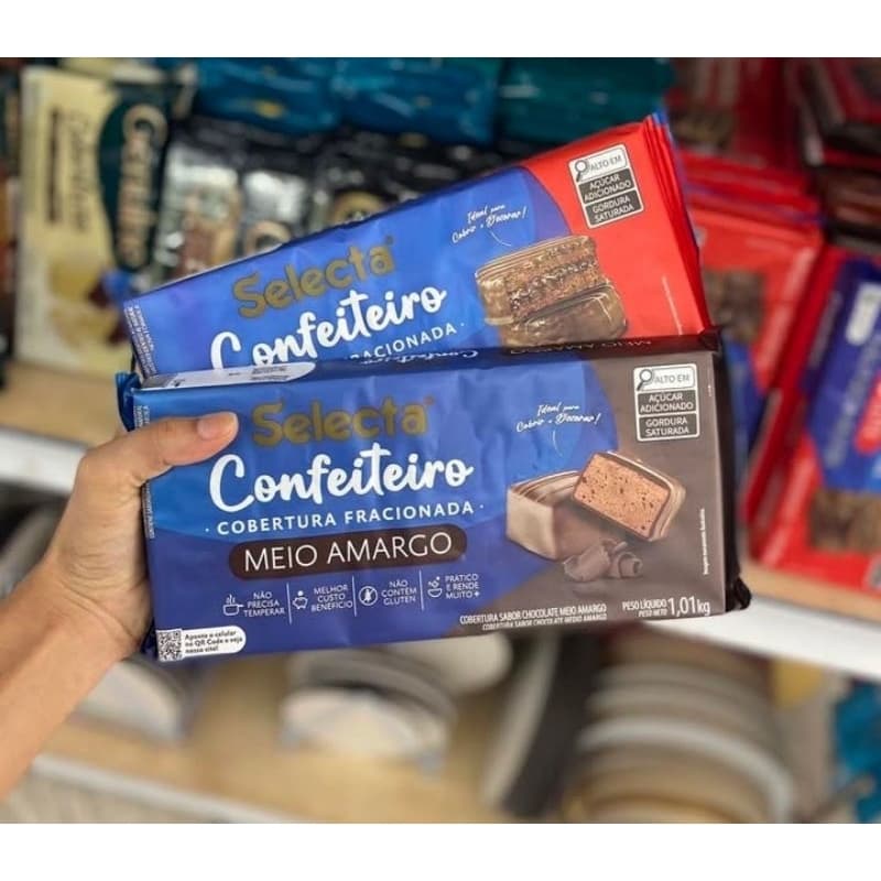 Cobertura Fracionada Selecta Confeiteiro – Meio Amargo e ao Leite