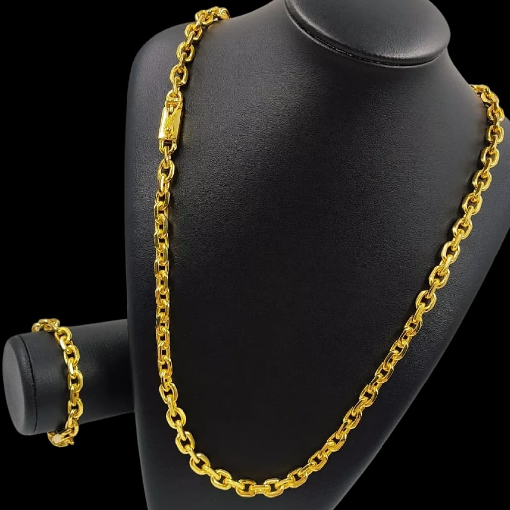 CORRENTE CORDÃO CADEADO 8MM - 70CM  - MOEDA ANTIGA - CORRENTE MASCULINA PULSEIRA BRACELETE COR OURO