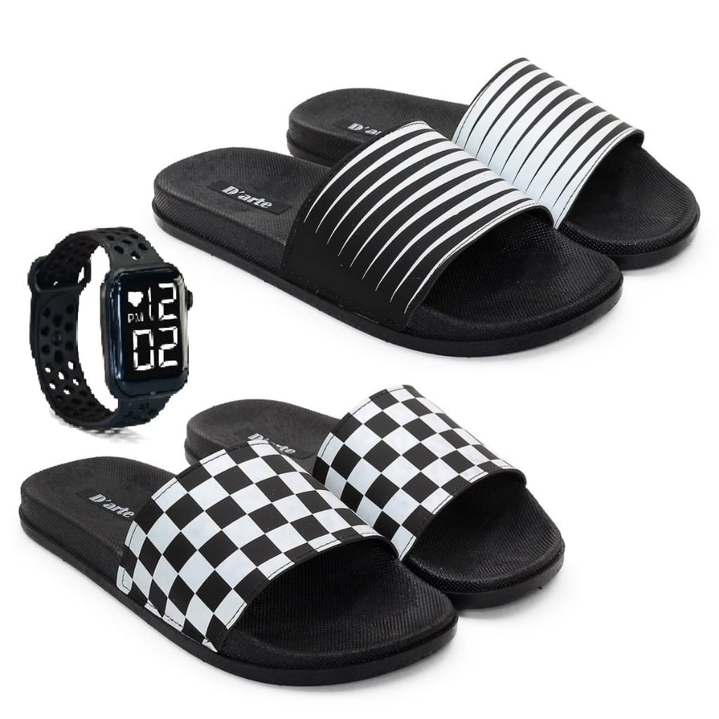 Kit 2 Chinelo Masculino Slide + Relogio Macio Estiloso Leve ENVIO IMEDIATO