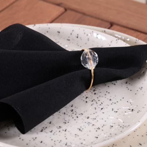 Kit 6 Anéis Porta Guardanapo Argola Mesa Posta Anel Metal Dourado e Prata Cristalino