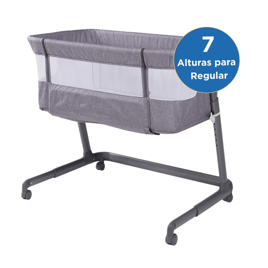 Berço Portátil Altura Ajustável Encaixa na Cama Co-leito co bed Link Voyage - Cinza