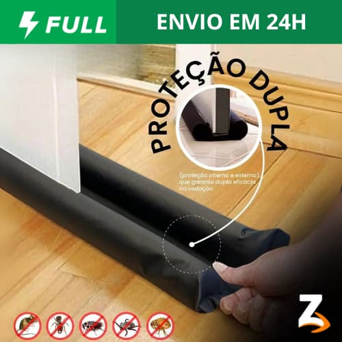 Veda Porta Protetor Rolinho 70cm e 80cm e 90cm Impermeável Proteção Dupla Preto Kit 3 2 e 1 Unidade
