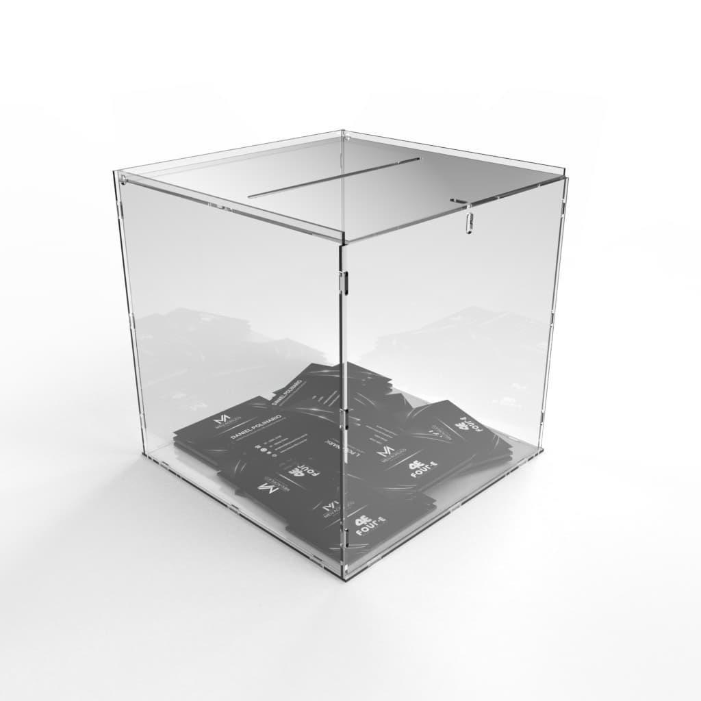 Urna Quadrada Em Acrílico Transparente 30x30cm Caixa Sorteio