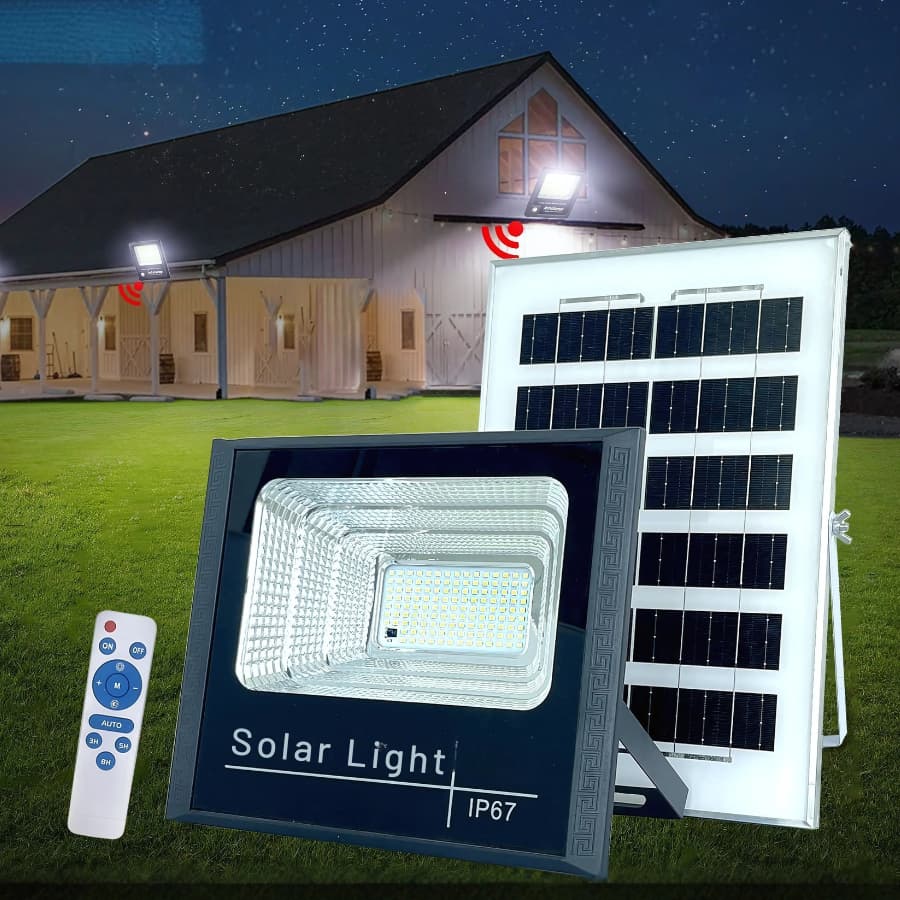 Refletor Solar LED 350W Holofote Placa Solar  Branco Frio 6500k
