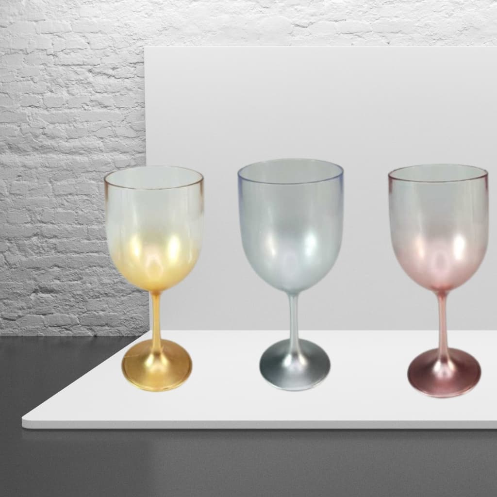 Taça de Vinho Lisa Ou Degrade Metalizada Em Acrílico 240ml