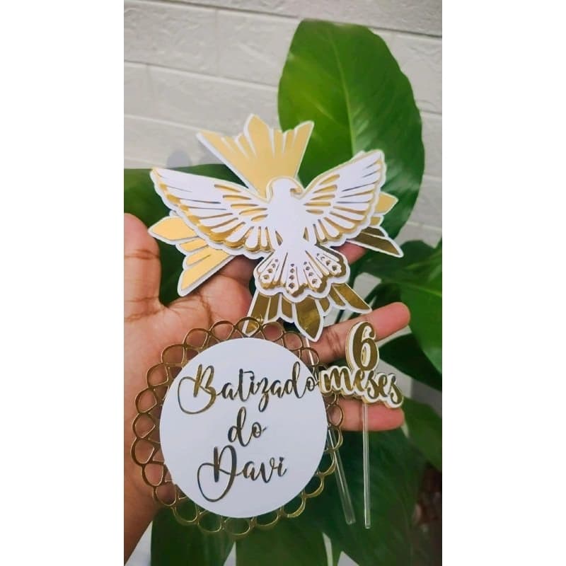 Topo de bolo Batizado /Espírito santo/decoração batizado /Topper Espírito Santo/ primeira eucaristia