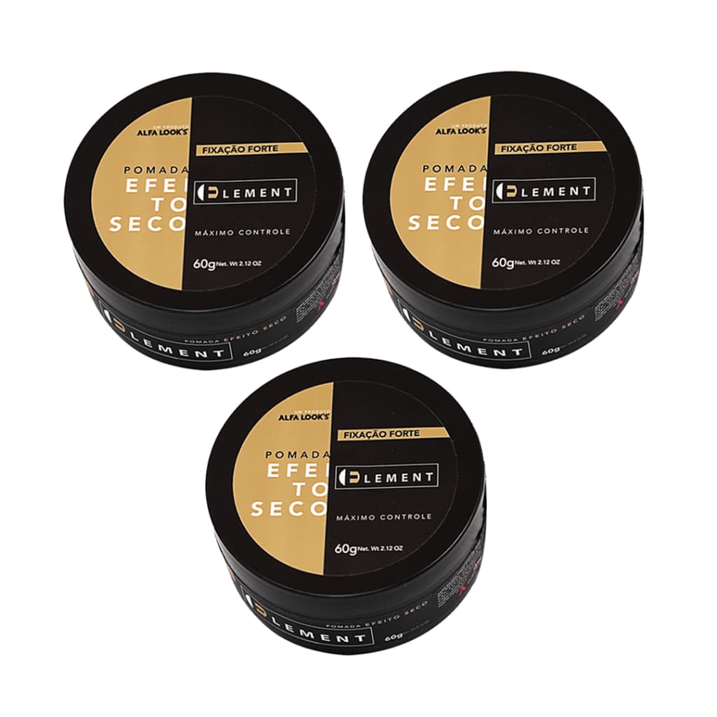 Kit 3 Cera Efeito Seco Element Alfa Looks 60g