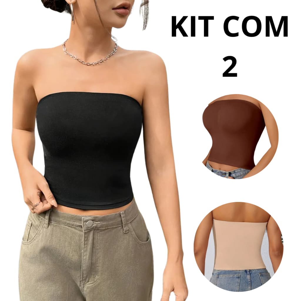 Kit Cropped Tube Top Faixa Suplex Verão Blogueira Tomara Que Caia