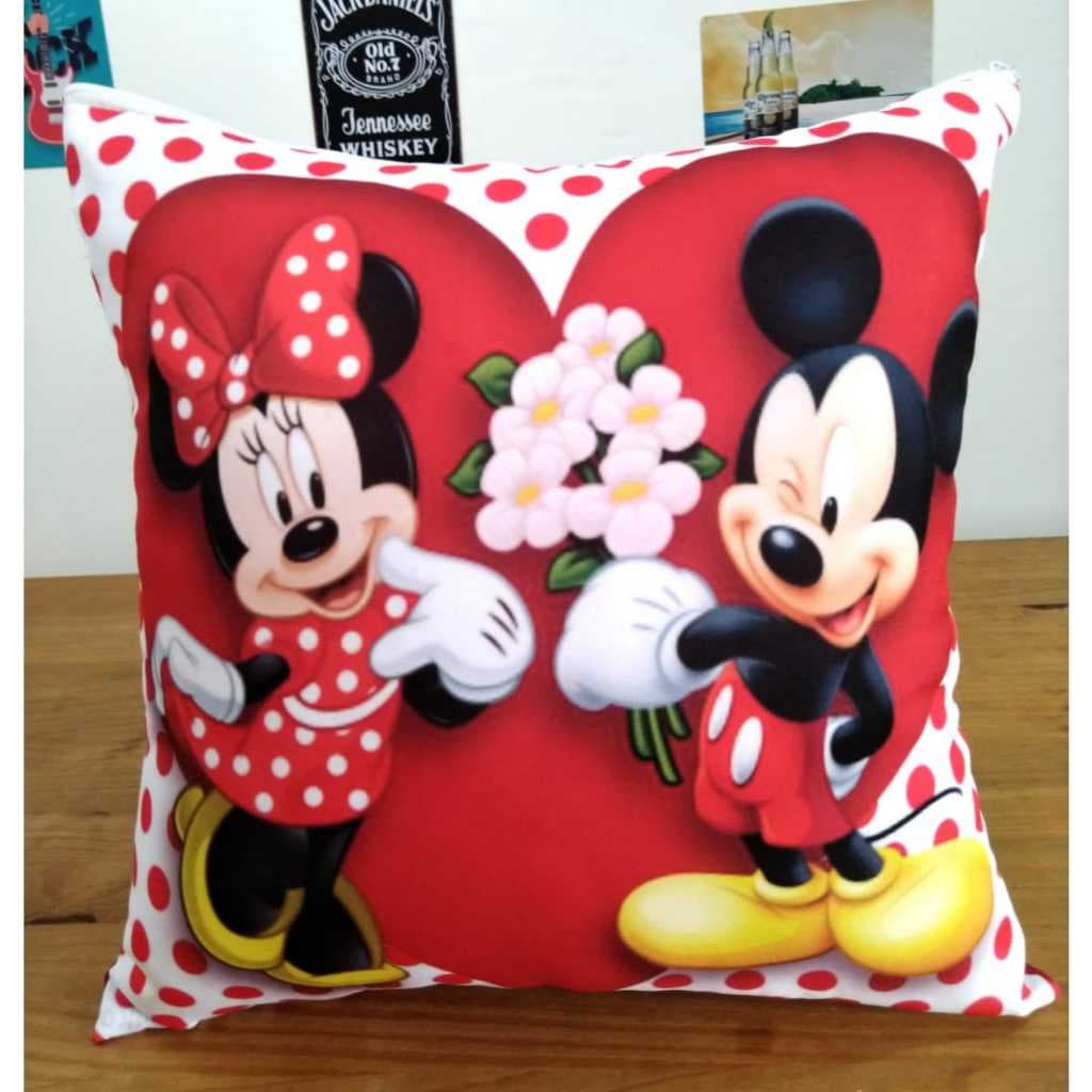 Capa para Almofada Personagens Minnie e Mickey