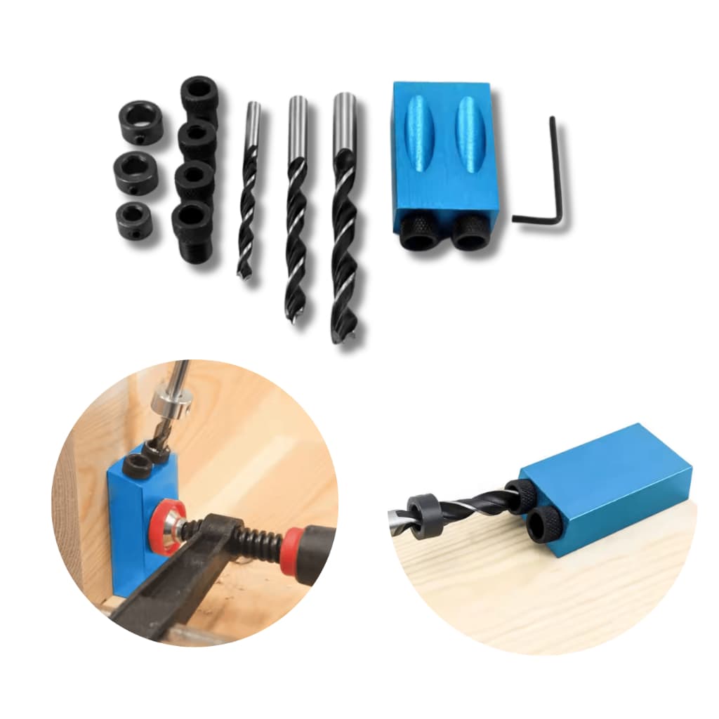 Gabarito Pocket Hole Jig Broca Limitador Sargento, Furos Chanfrados + Brocas A pronta Entrega