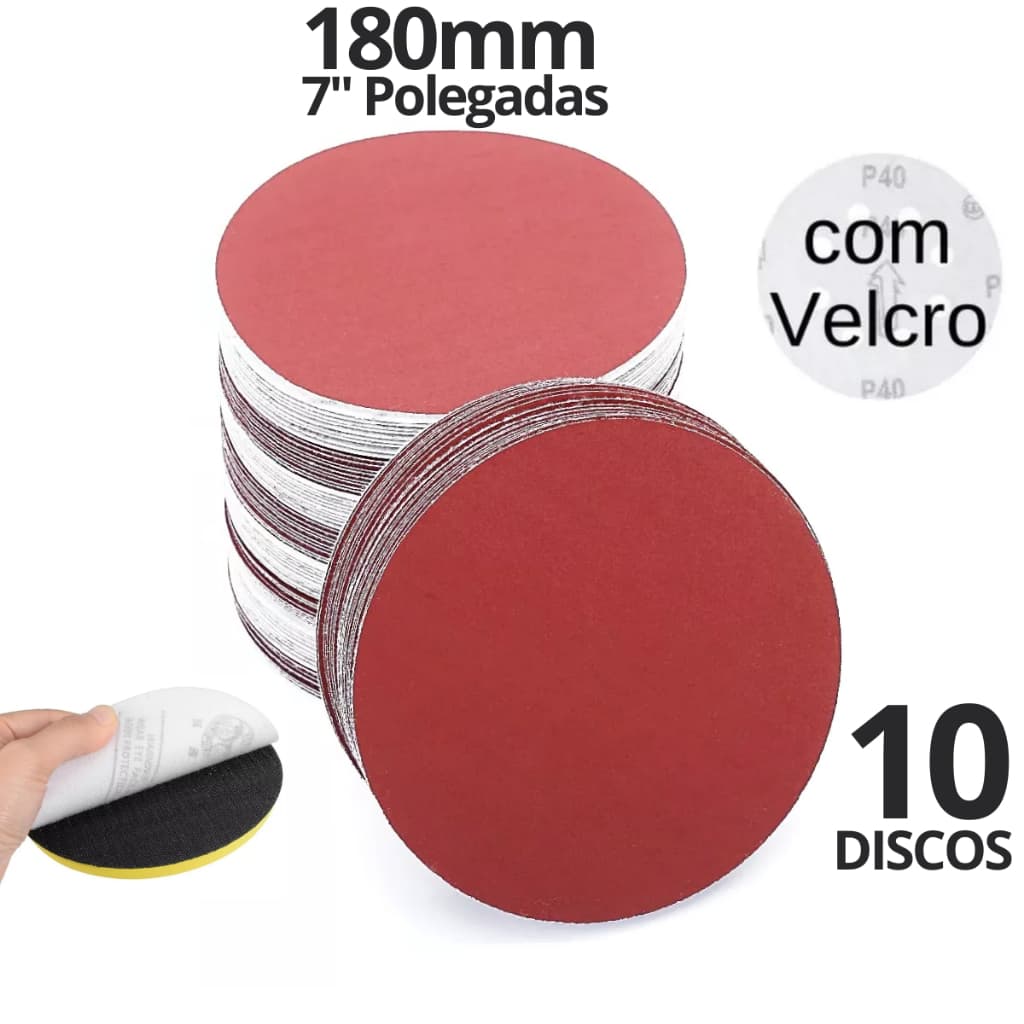 10un Disco De Lixa Velcro 180mm 7 Pol. Lixadeira Orbital Vários Grãos para Escolher