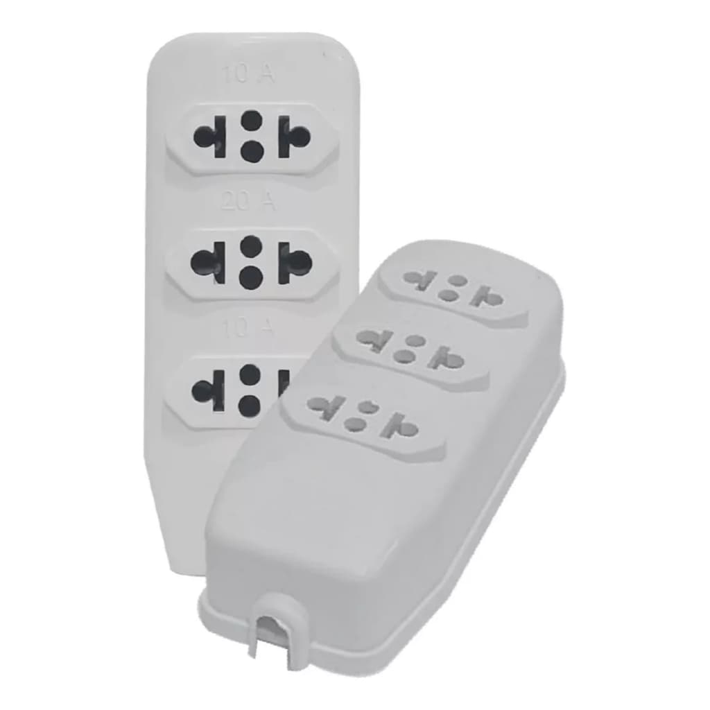 Kit 100 Unidades Tomada Em Barra 10a - 3 Pontos Branco