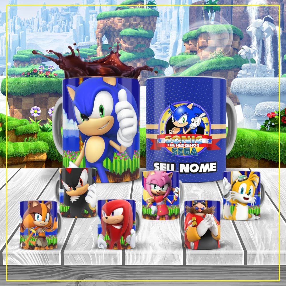 Caneca Personalizada com o Nome Sonic Tails Shadow Vários modelos