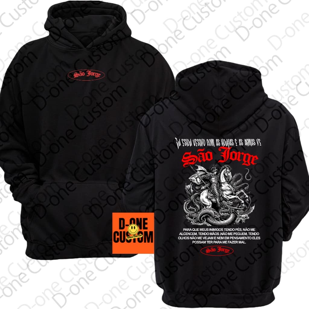 Moletom Oração São Jorge Eu Andarei Vestido Proteção Confortável Blusa de Frio Racionais Unissex