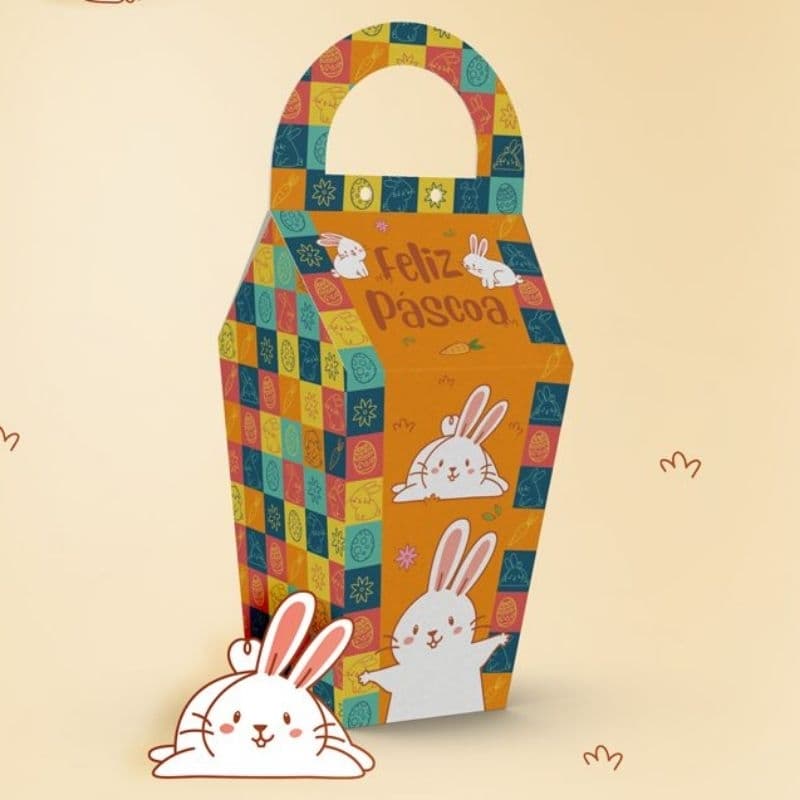 Kit 10 Caixa Saco Com Alça - Páscoa Divertida Doces e Presentes C5373