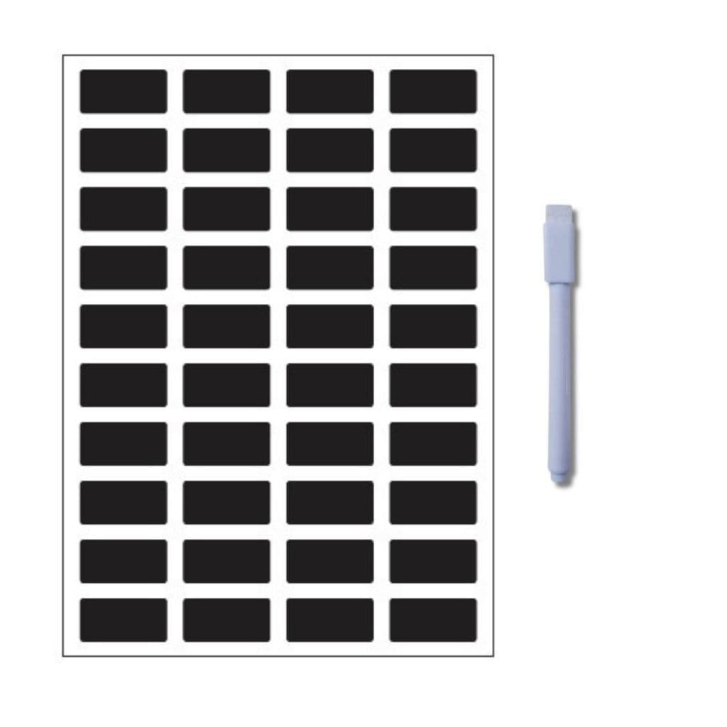 40 Etiquetas Adesivas Lousa Apagável 4x2cm para Temperos + Caneta Giz