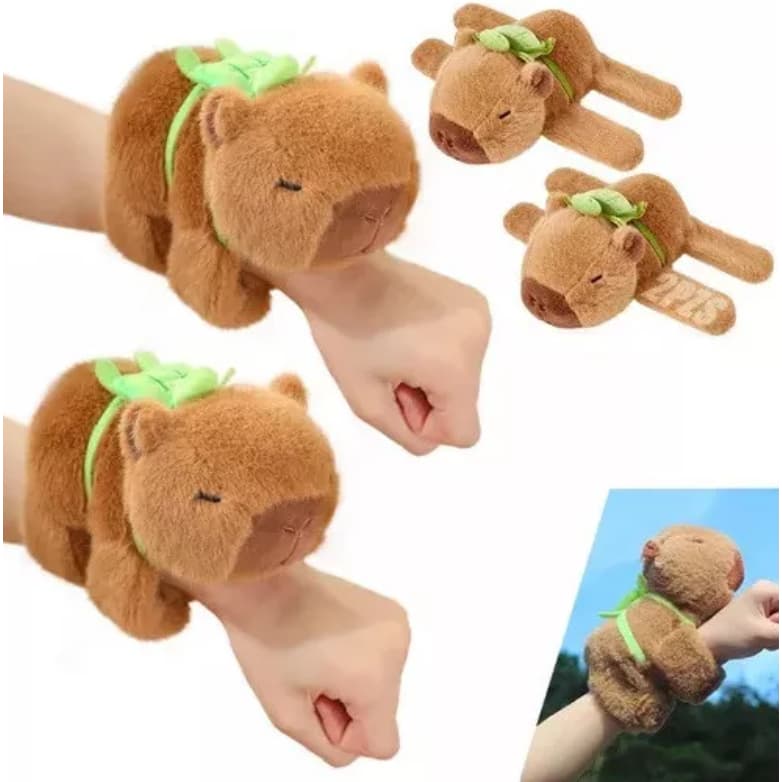 Pulseira Capivara Fofa Brinquedos De Pelúcia Pulseira Bate Enrola com mochilinha tartaruga