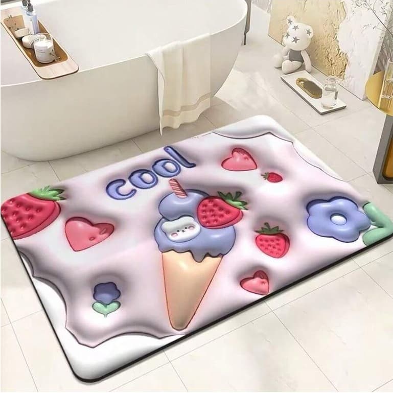 Tapete 3D Antiderrapante Para Casa Banheiro Cozinha Alta Absorção