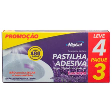 Pastilha Adesiva Higisol Desodorizador 4 Uni Fixação Vaso Sanitário