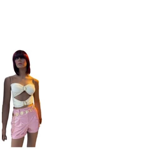 Cropped Com Bojo 2 Fivela Tomara Q Caia Poliamida