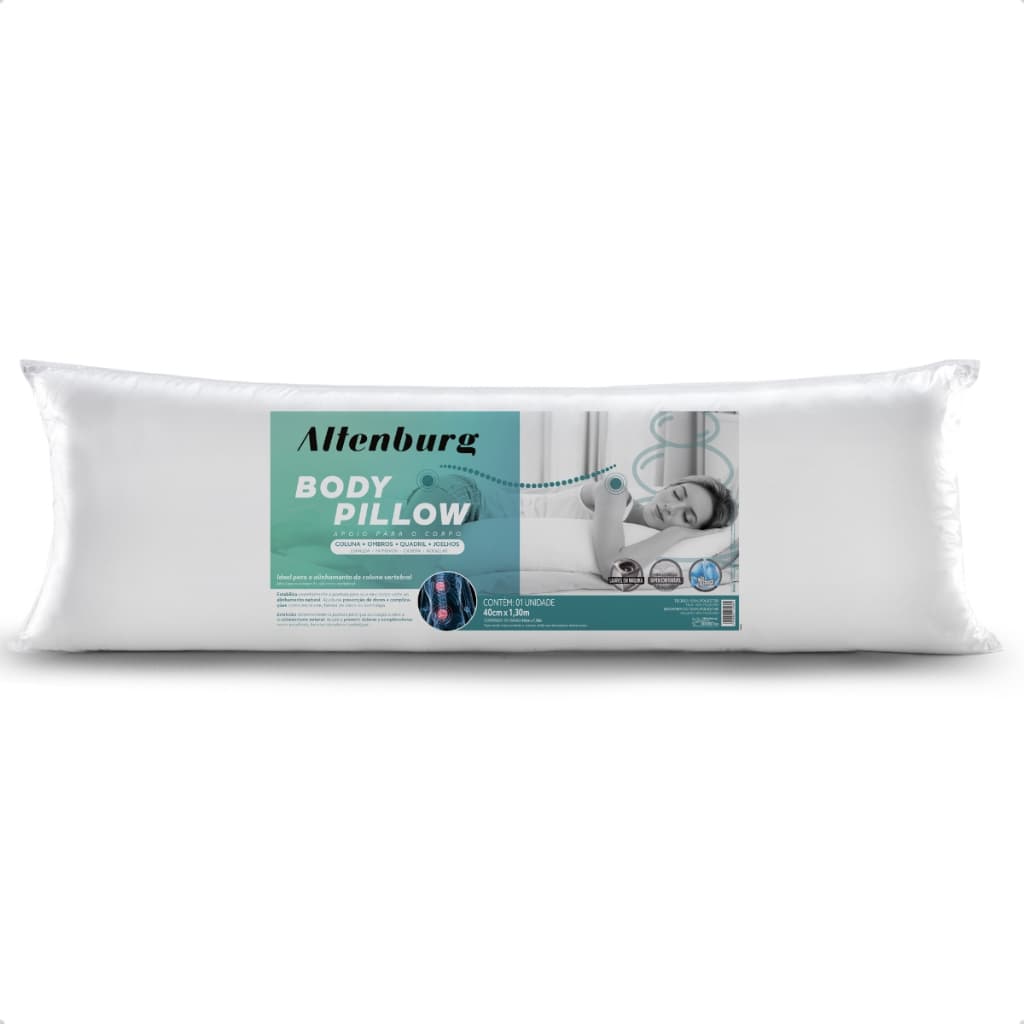 Travesseiro Altenburg 40x130cm Body Pillow Microfibra Branco De Corpo Grande Antialérgico Macio
