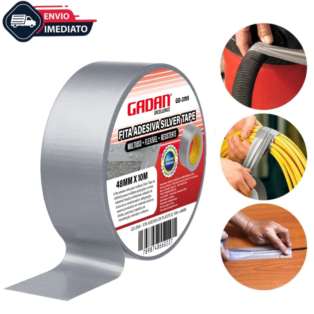 Fita Adesiva Silver Tape Multiuso Flexível Resistente 48mm X 10m - Gadan