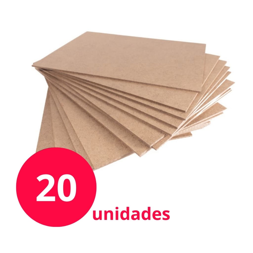 Kit 20 Unidades Chapas 10 x 13cm MDF Cru 3mm Placa Artesanato Quadro A4 Decoração Enfeite