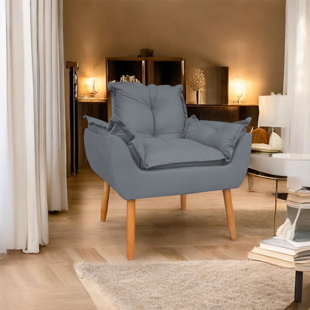 Poltrona Para Sala Opala Pés Palito Suede Premium