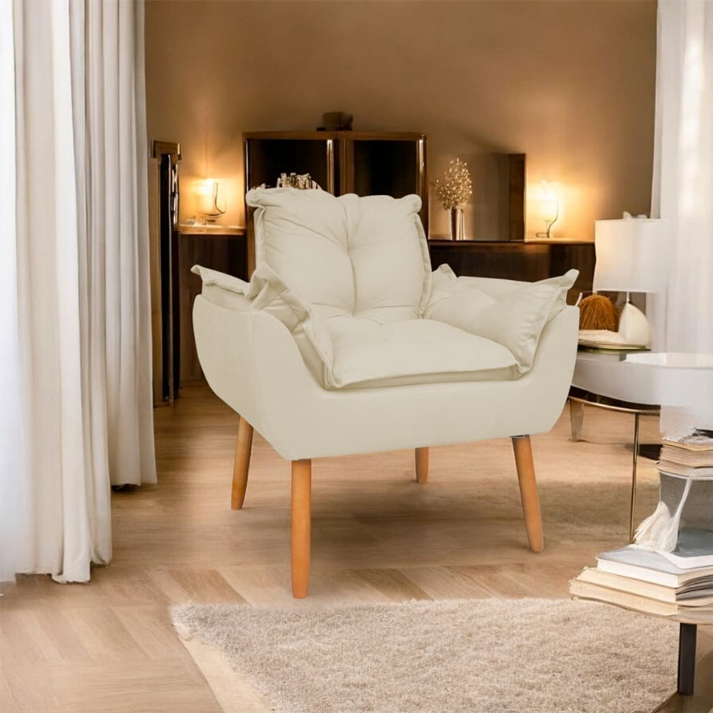 Poltrona Opala Deluxe Pés Palito Suede Luxo