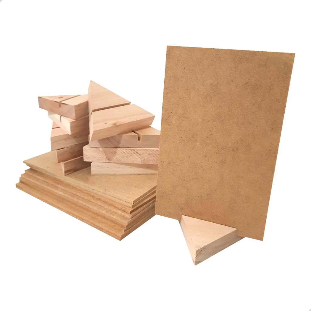 Kit 10 Peças Base Triângulo + Mdf 10x15cm Para Foto Porta Retrato Recados