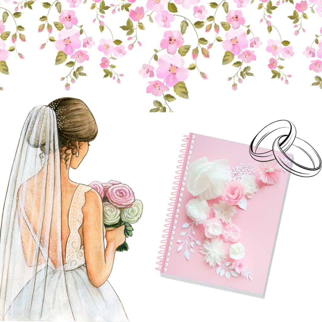 Kit C/4 Diário da Noiva Tamoio Agenda Bloco Caderno Casamento Madrinha