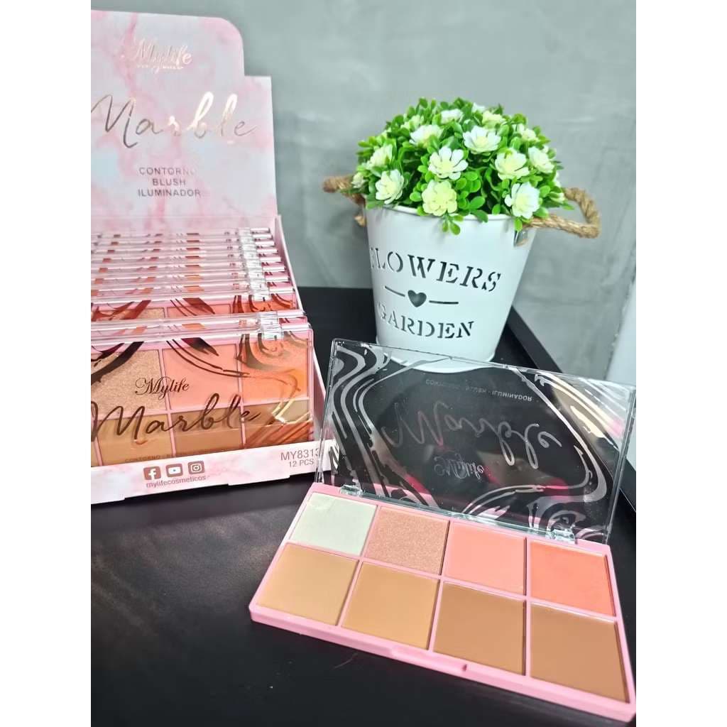 Paleta de Contorno, Blush e Iluminador Marble My Life