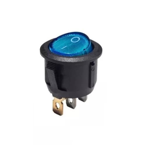 Chave Gangorra Interruptor Botão para Cafeteira Com Neon Azul 3 Terminais