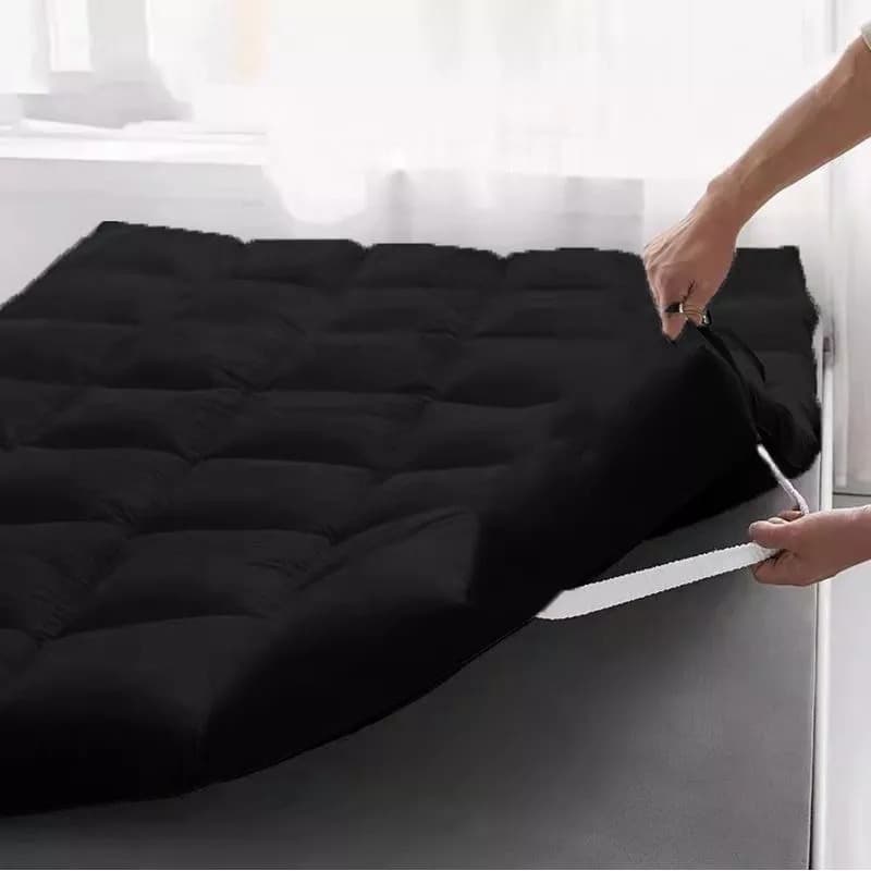 Pillow Top Protetor de Colchão 400 Fios Macio Preto Super King Queen Casal